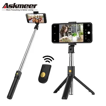 

ASKMEER Wireless Bluetooth Selfie Stick Foldable Mini Tripod Expandable Monopod with Remote Control for iPhone IOS Android