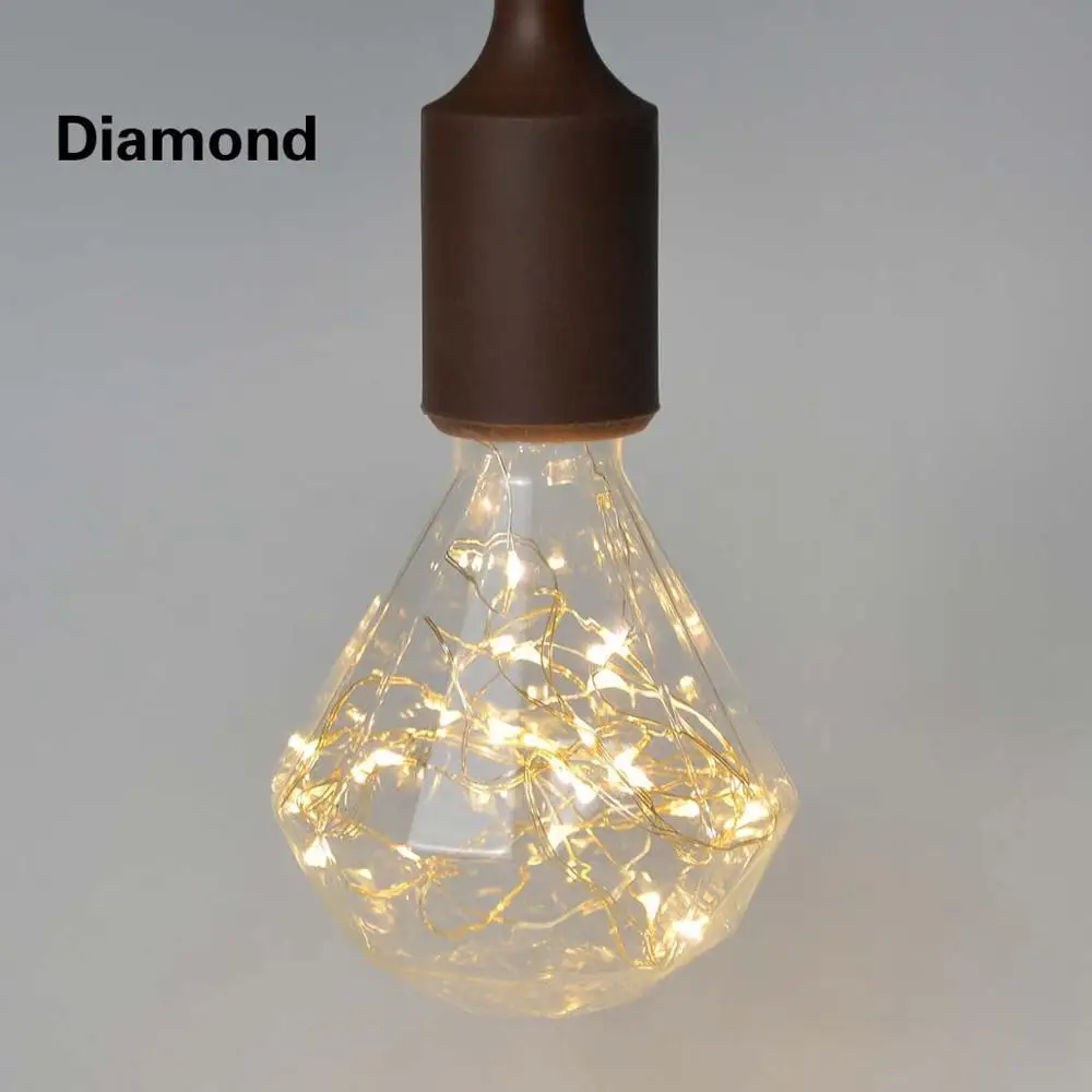 Diamond-warm white RGB/теплый белый медный светодиодный светильник, праздничный свет для Нового года, Рождественское украшение для дома, сказочные лампы, лампа для внутреннего ночного освещения - Испускаемый цвет: Diamond-warm white