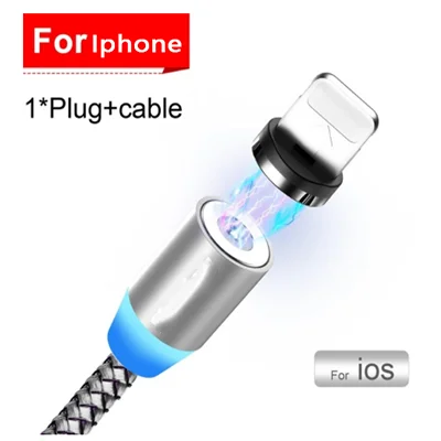 Магнитный зарядный кабель для быстрой зарядки Micro usb type-C кабель для iPhone samsung Xiaomi huawei tablet мобильный телефон Магнитный провод - Цвет: 053Silver For iphone