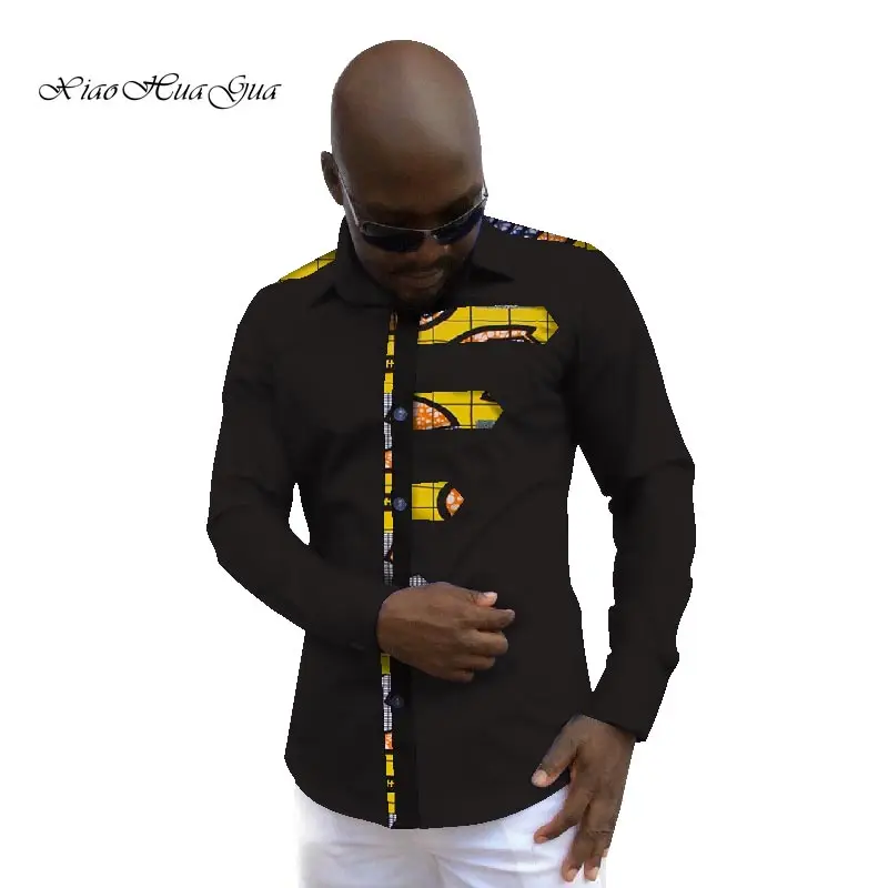Костюмы Для мужчин s рубашка 6XL с длинным рукавом Для мужчин Slim Fit рубашки Дашики Для мужчин африканская восковая штамповка Хлопковая