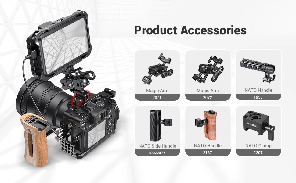 com parafuso localizador ARRI, monitor de microfone,