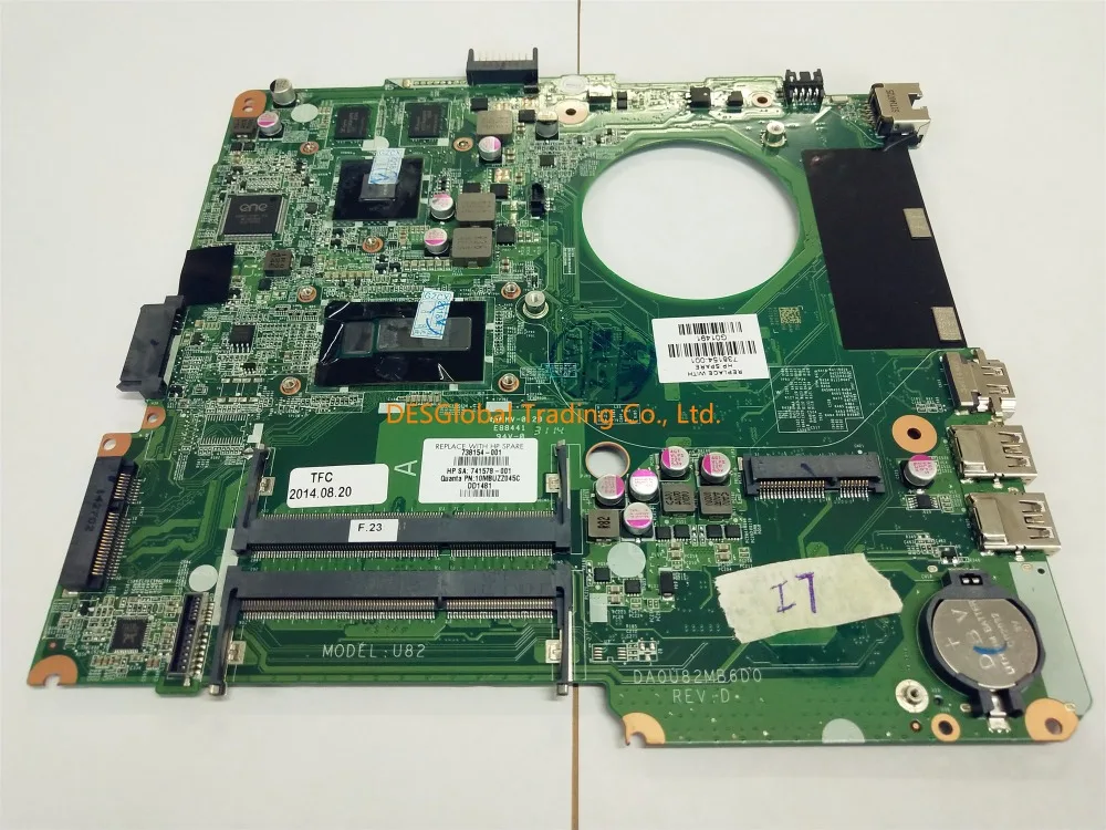 Для HP Pavilion 14n 14-N Материнская плата ноутбука 738154-001 741578-001 аккумулятор большой емкости U82 DA0U82MB6D0 материнская плата i7-4500U SR16Z N14P-GV2-S-A DDR3