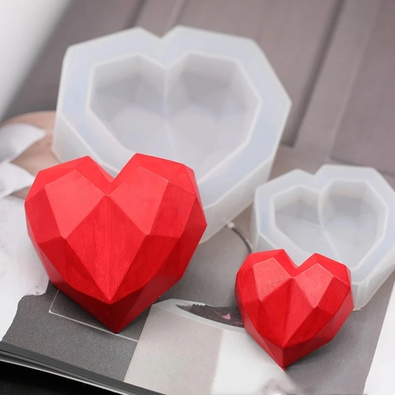 Geometric Diamond Love Shape Soap Silicone Mold For DIY Handmade Soap Ornaments Plaster Candle Jewelry Resin Key Chain Mould