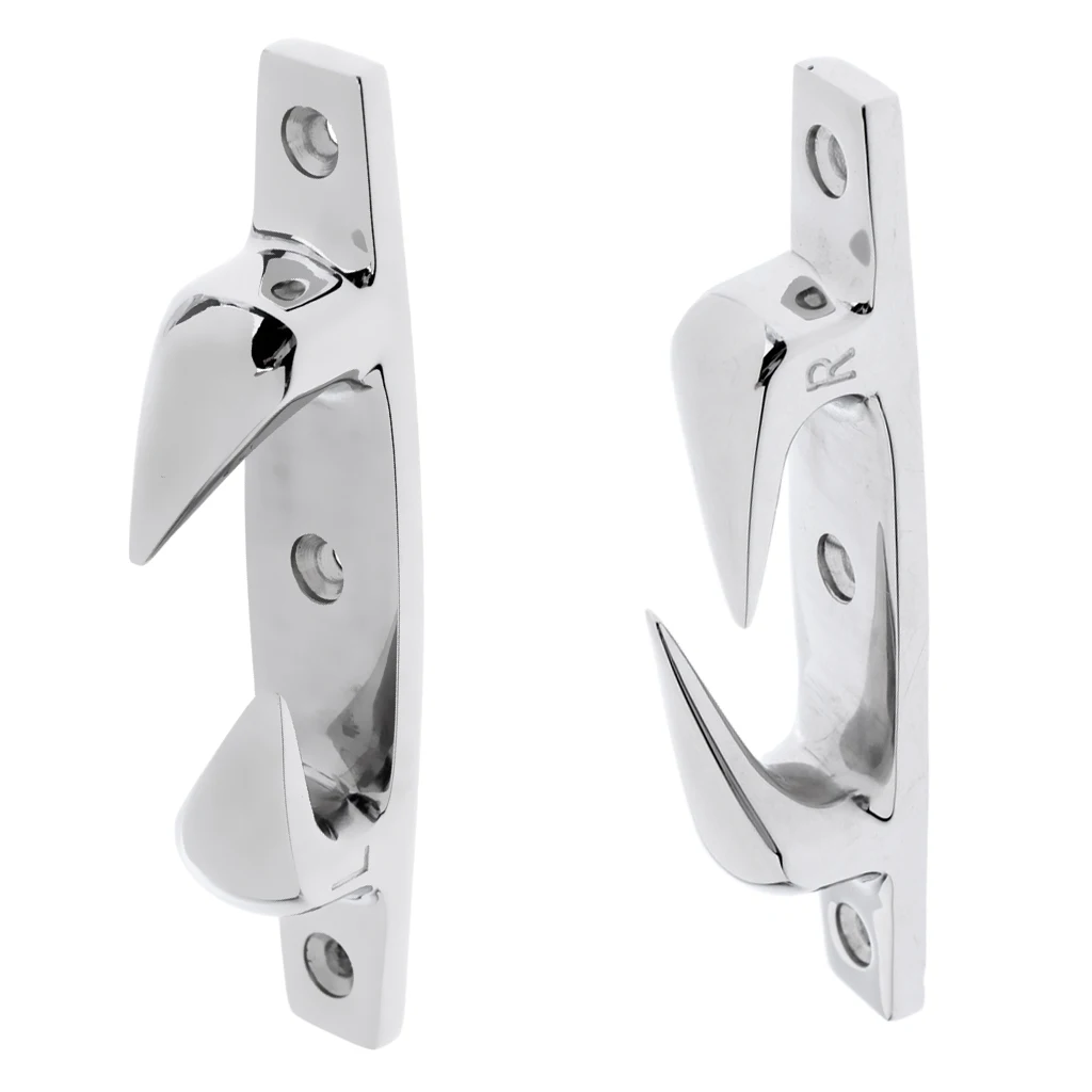 2pcs 316 Stainless Steel Skean Boat Yacht Deck Line Dock Anchor Rope Cleat Chock Left & Right - 4.7 inch 12cm