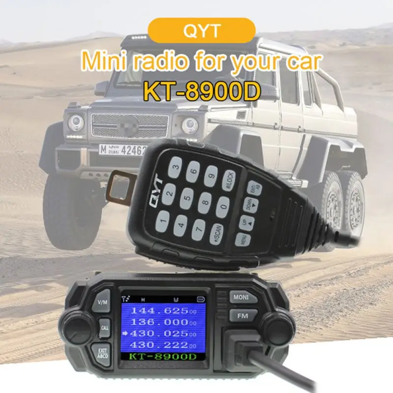 QYT KT-8900D Мобильный приемопередатчик двухдиапазонный четырехдиапазонный резервный VHF/UHF 136-174/400-480MHz автомобильный радиоприемник