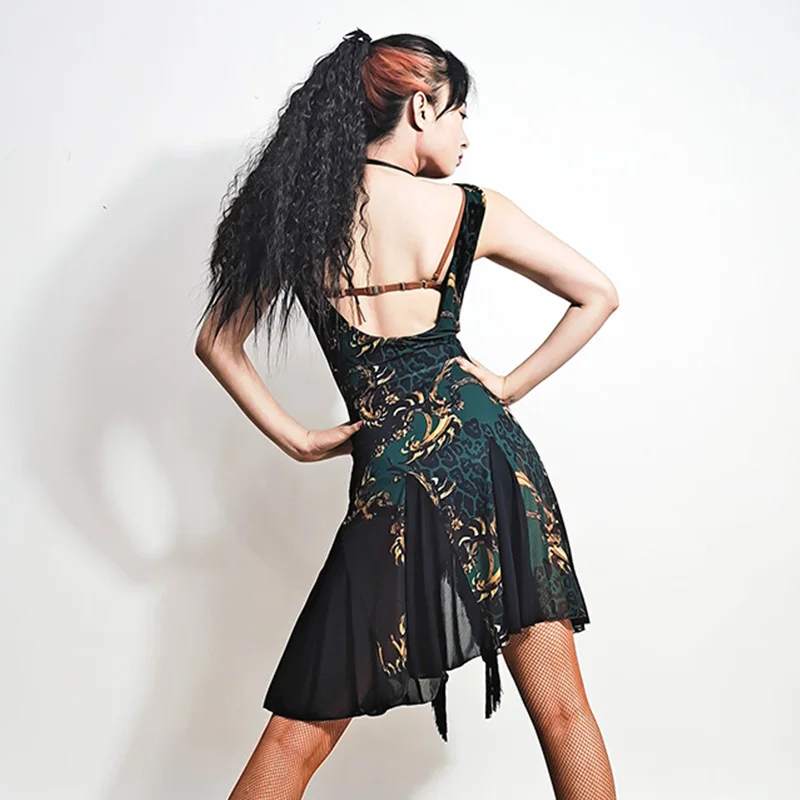 Платье для латиноамериканских танцев соблазнительная юбка с открытой спиной и