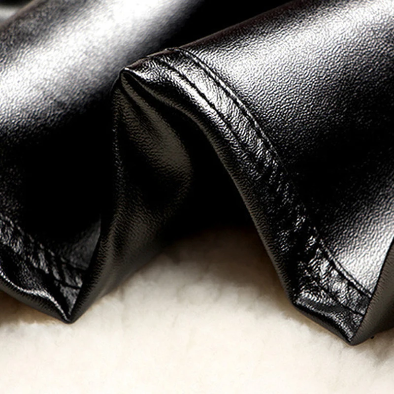Fashion Women PU Leather Pants High Elastic Waist Leggings Not Crack Slim Leather Leggings Skinny Fleece Trousers Women