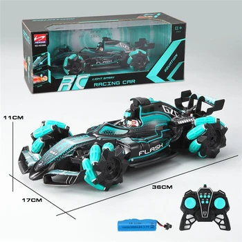 4WD RC Car Toy F1 Stunt Drift Racing Car Kit 2.4G Gesture Remote Control Cars Spray Light Music Toys for Adults Children Kids 4