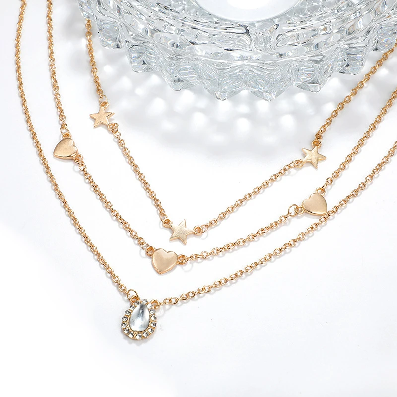 Богемное винтажное ожерелье и Подвеска для женщин модное Кристальное многослойное круглое ожерелье Очаровательная Ювелирная цепочка колье бижутерия