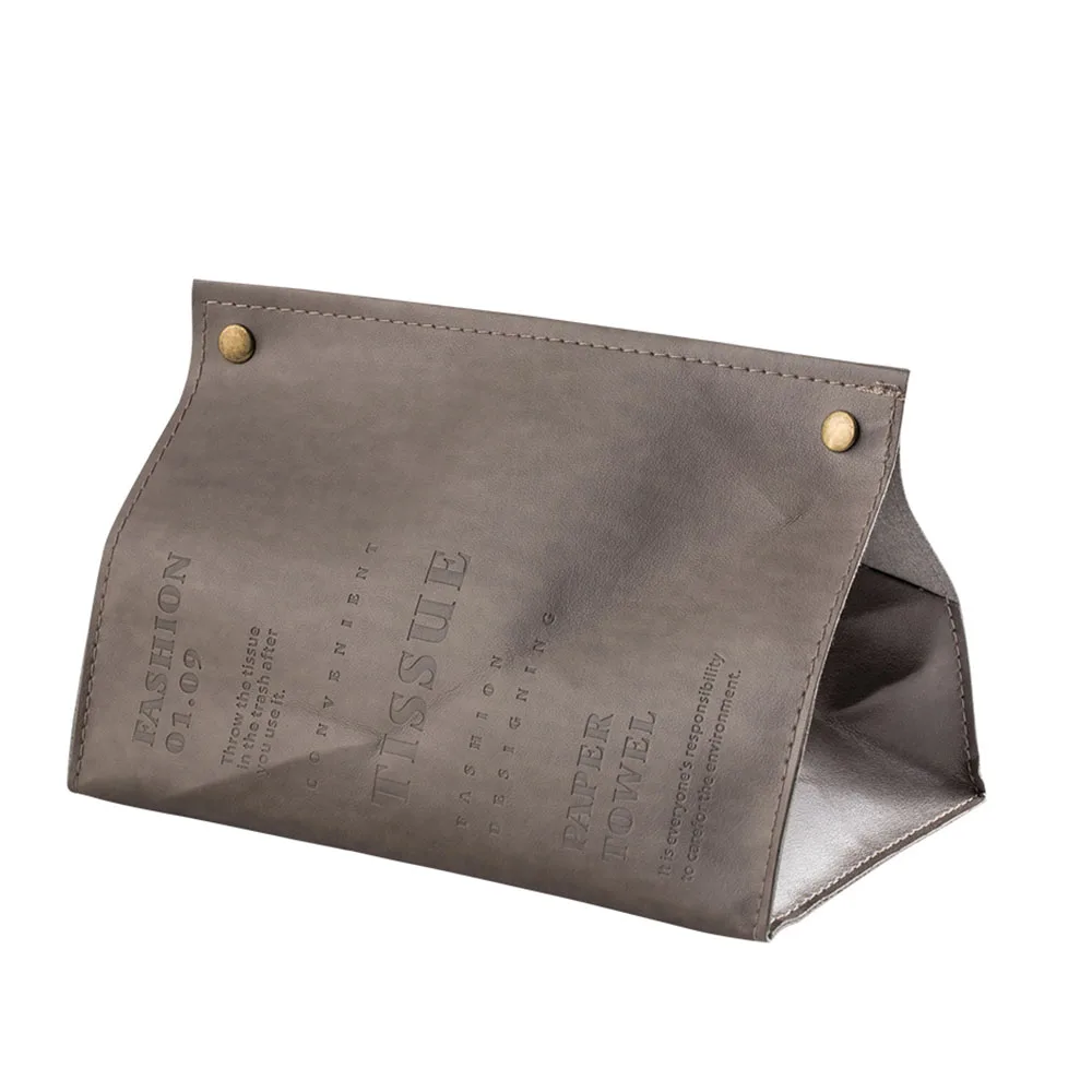 Nordic Grey PU Leather Tissue Box Paper Towel Storage Bag Multifunction Cosmetic Organizer Bag Dining Table Tissue Box