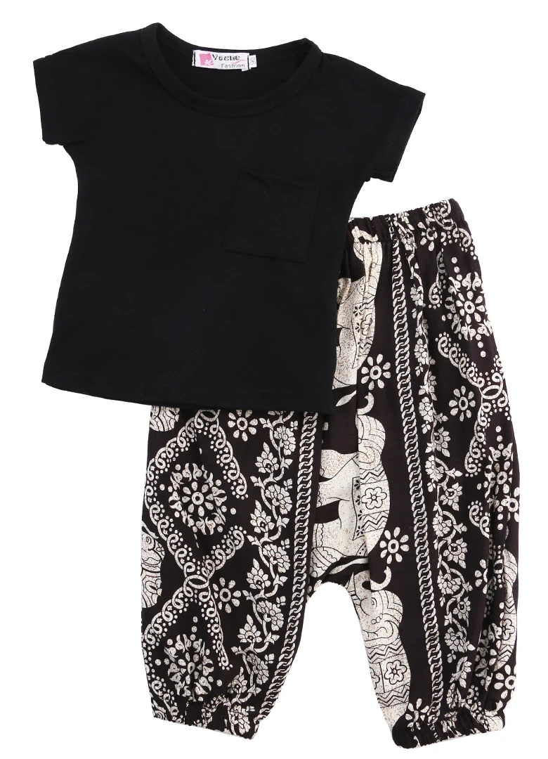 Жаркое лето Стиль Одежда для девочек Модный комплект из 2 предметов маленьких