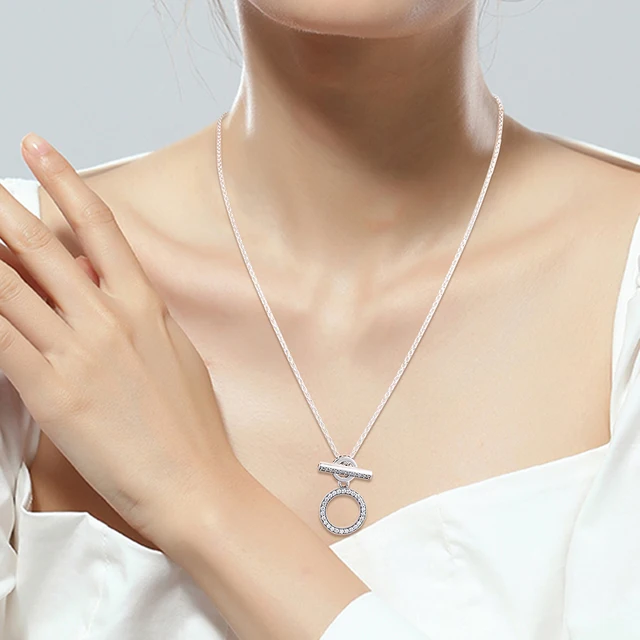 Pandora Double Hoop T Bar Necklace on 