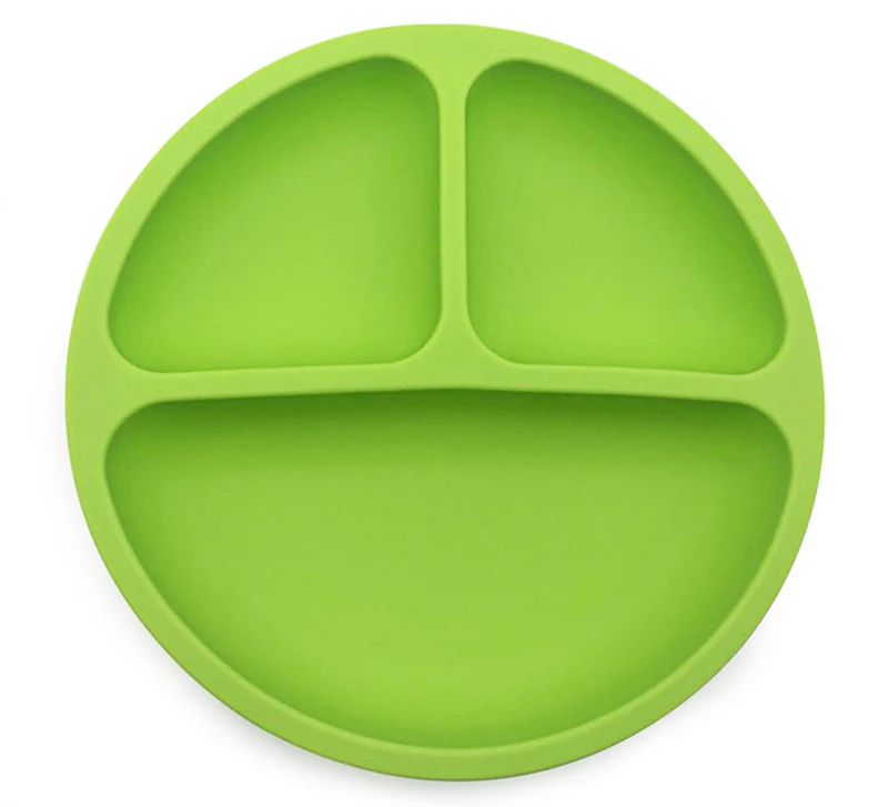 Plate Green Детская силиконовая обеденная тарелка BPA бесплатно прекрасная улыбка лицо обеденная посуда кухонные фруктовые блюда Дети Кормление тарелки и миски - Цвет: Plate Green