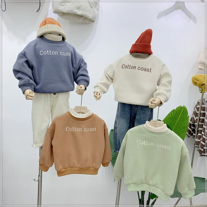19 years winter children's sweater men and women baby high collar fake two thickening pullover shirt baby shirt bottoming shirt