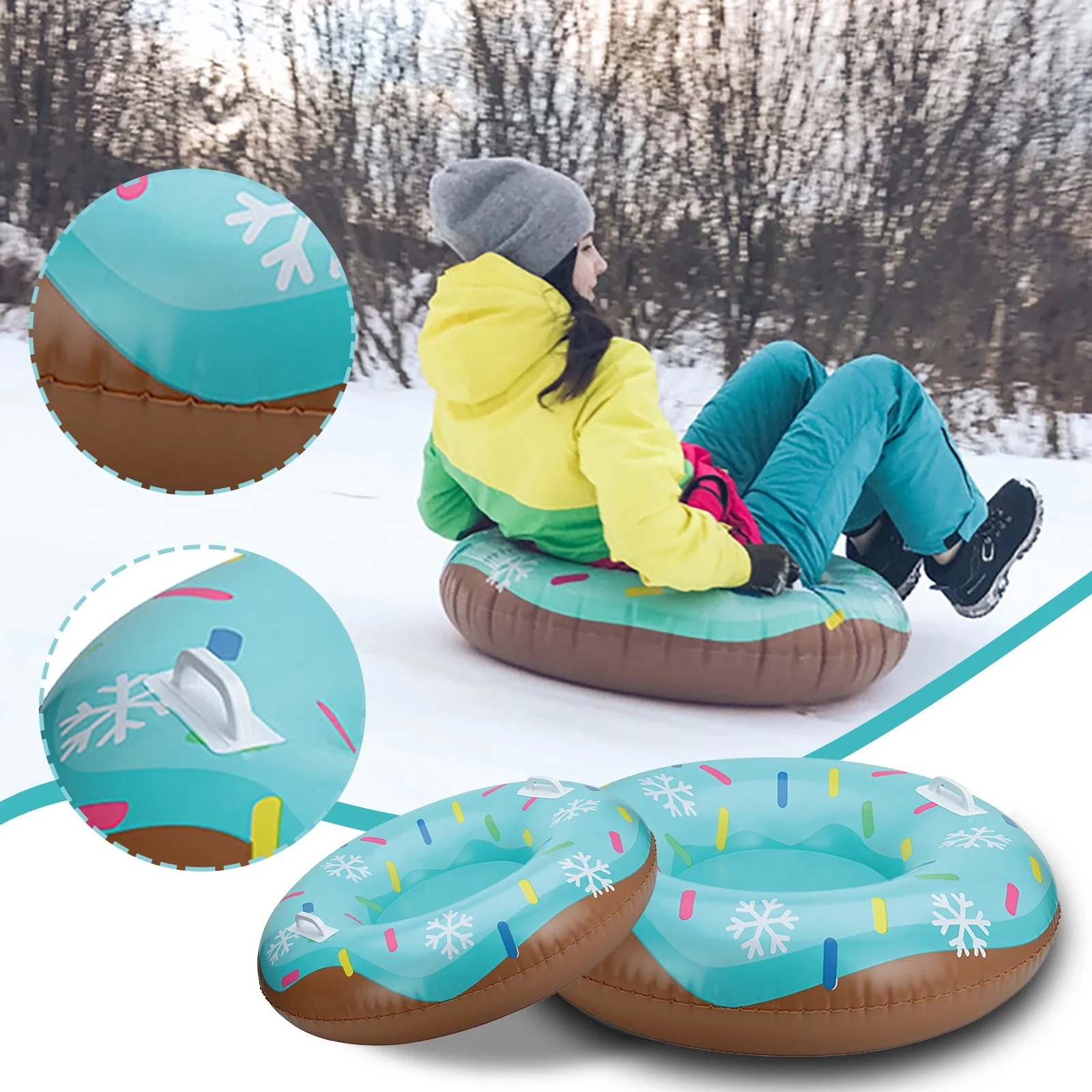 Floated Skiing Board Ski Circle With Handle Inflatable Durable Outdoor Children Adult Snow Tube Skiing Equipments Snow Toy #G2