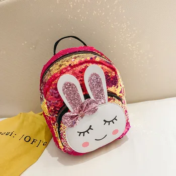 

2019 Newest Bunny Sequin School Bag Women Mini Leather Backpack Girls Sequin School Bag Shoulder Bag Travel Rucksack School Bags
