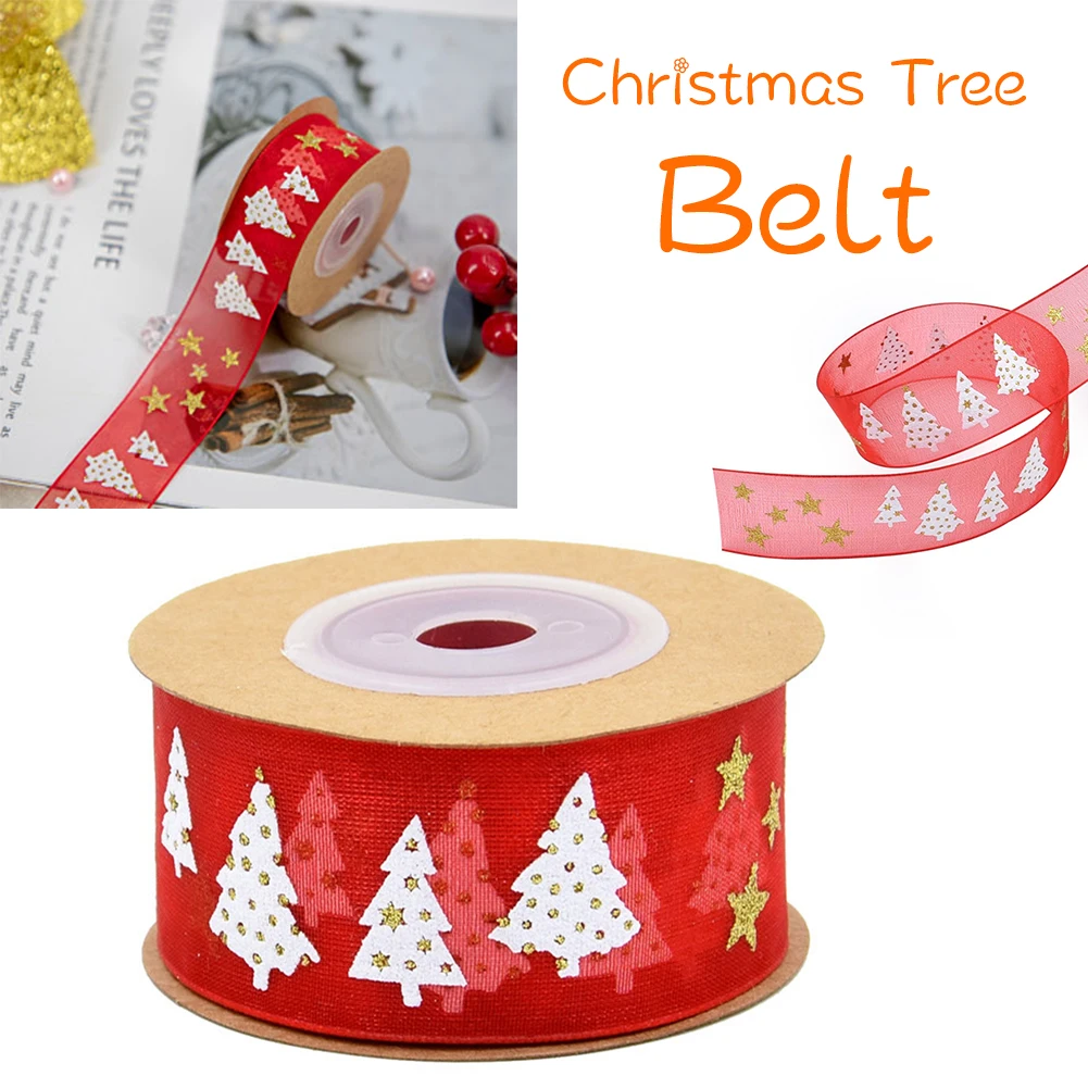 5/20m Christmas Decoration Transparent Snowflake Ribbon Gift Packaging Hair Accessories DIY Material Foam Printing Tape 25MM