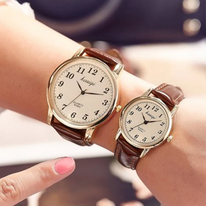 Часы парные для влюбленных модные повседневные кварцевые наручные с кожаным