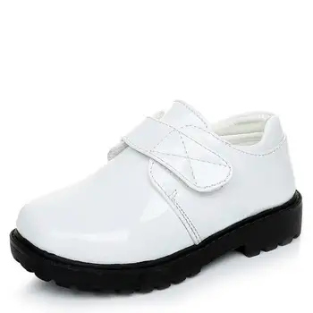 

2020 New Boys Leather Shoes British Style School Performance Kids Wedding Party Shoes White Black Casual Children Moccasins