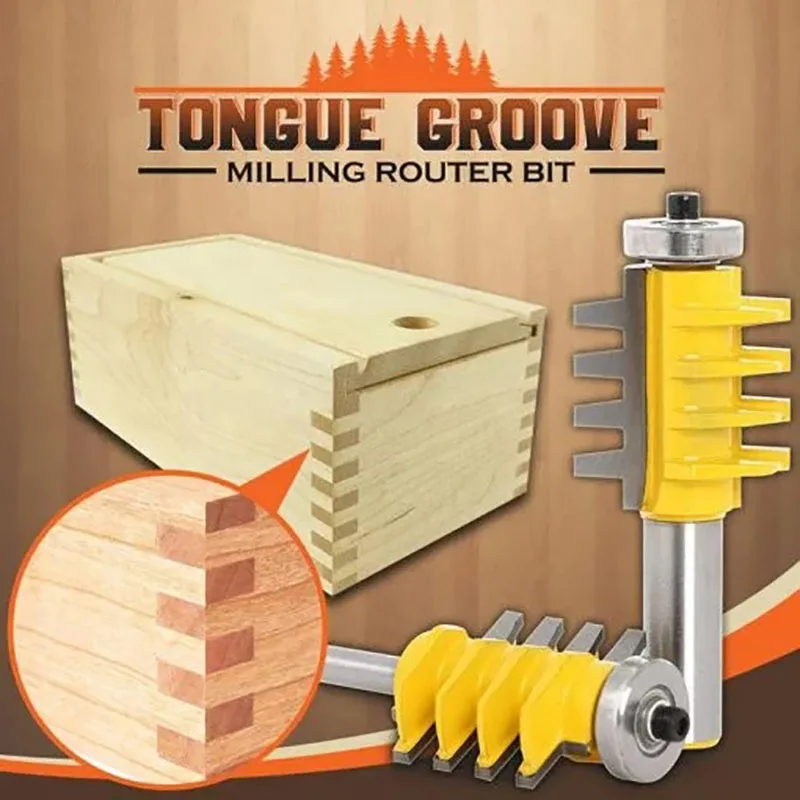 

Tools Tongue and Groove Finger Joint Router Bit Woodworking Chisel Milling