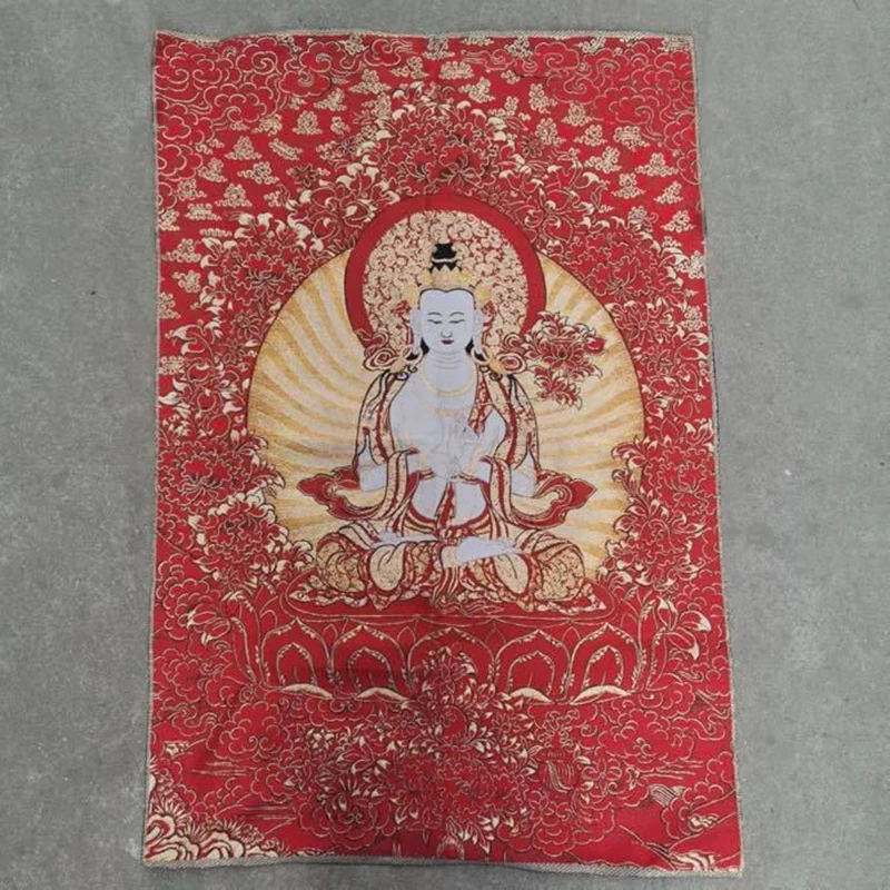 

Guanyin тара золотой красный фон вышивка живопись Домашний декор роспись