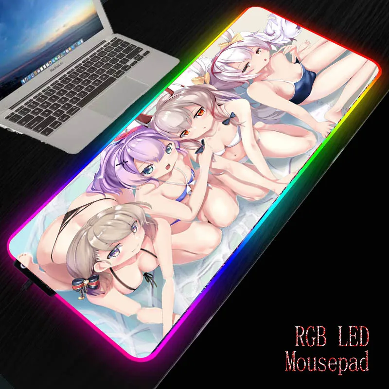 

Mairuige Anime Sexy Girl RGB Gaming Large Mouse Pad Gamer Led Computer Mousepad with Backlight Carpet for Keyboard Desk Mat DIY