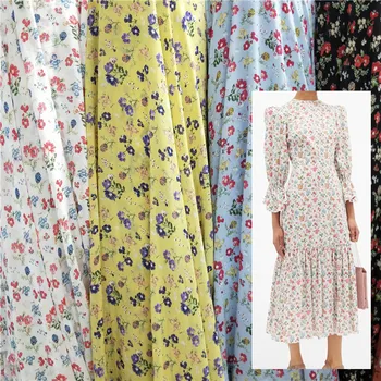 

New Floral Chiffon Fabric Printed Shirt Dress Sun Protection Beach Skirt Children's Clothing Silk Scarf Printed Chiffon Fabric