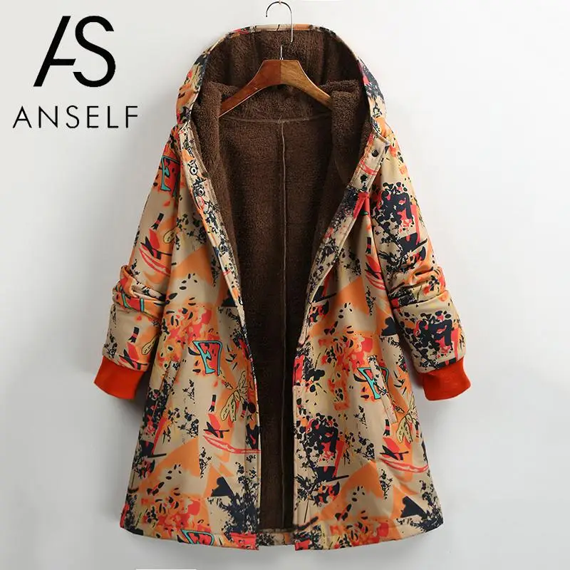 Women Parkas Outwear Faux Fur Fleeces Coat female Hooded Coat Button Long Sleeve Tops Autumn Warm Jacket Plus Size 3XL 5XL