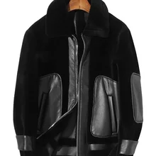 Шерстяное пальто, зимняя куртка для мужчин, настоящая овечья овчина, шубы, уличная мужская кожаная куртка размера плюс P-1-7331 MY1581