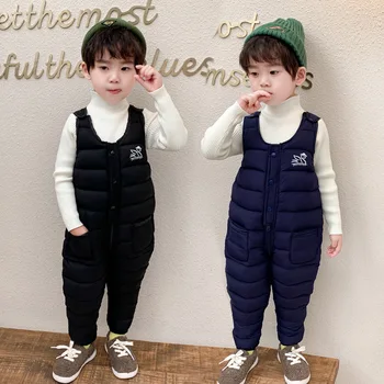 

OLEKID 2020 Winter Baby Boys Overalls Thick Warm Down Cotton Baby Girl Jumpsuits 1-5 Years Children Overalls Kids Toddler Pants