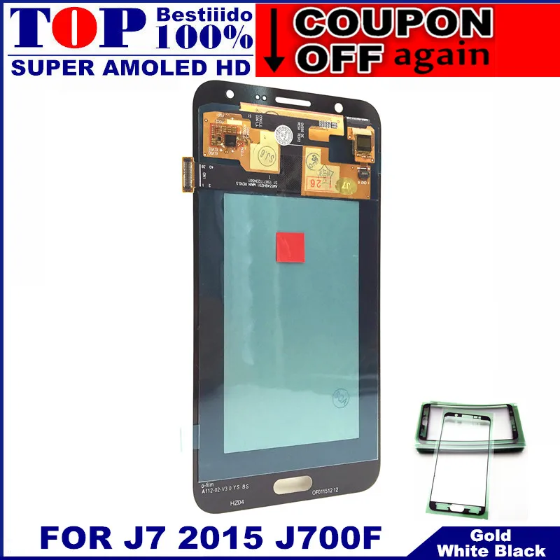 Высококачественный AMOLED ЖК-дисплей для samsung Galaxy J7 J700 J700F J700H J700M ЖК-дисплей кодирующий преобразователь сенсорного экрана в сборе наклейка