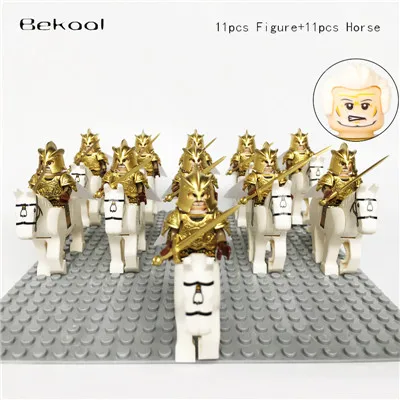 XP002AH No baseplate 22 шт./лот Игра престолов Kingsguard средневековый рыцарь замка Джейми Ланнистер золотые солдаты фигурка лошади совместимый блок лего - Цвет: XP002AH No baseplate