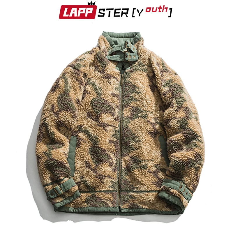 LAPPSTER-Youth Мужская шерстяная Камуфляжная парка мужская Японская уличная одежда камуфляжные зимние куртки пальто мужские корейские толстые ветровки