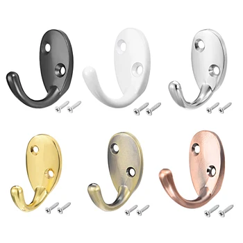 

uxcell 1/4pcs Wall Mounted Hook Robe Hooks Single Coat Hanger Hanging Zinc Alloy White/Black/Silver/Gold/Bronze/Copper