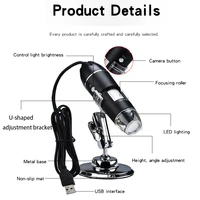 1600X 1000X USB Microscope Handheld Portable Digital Microscope USB Interface Electron Microscopes with 8 LEDs with Bracket 2