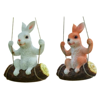 

Artificial Rabbit Swinging Resin Hanging Garden Decoration Miniature Gardening
