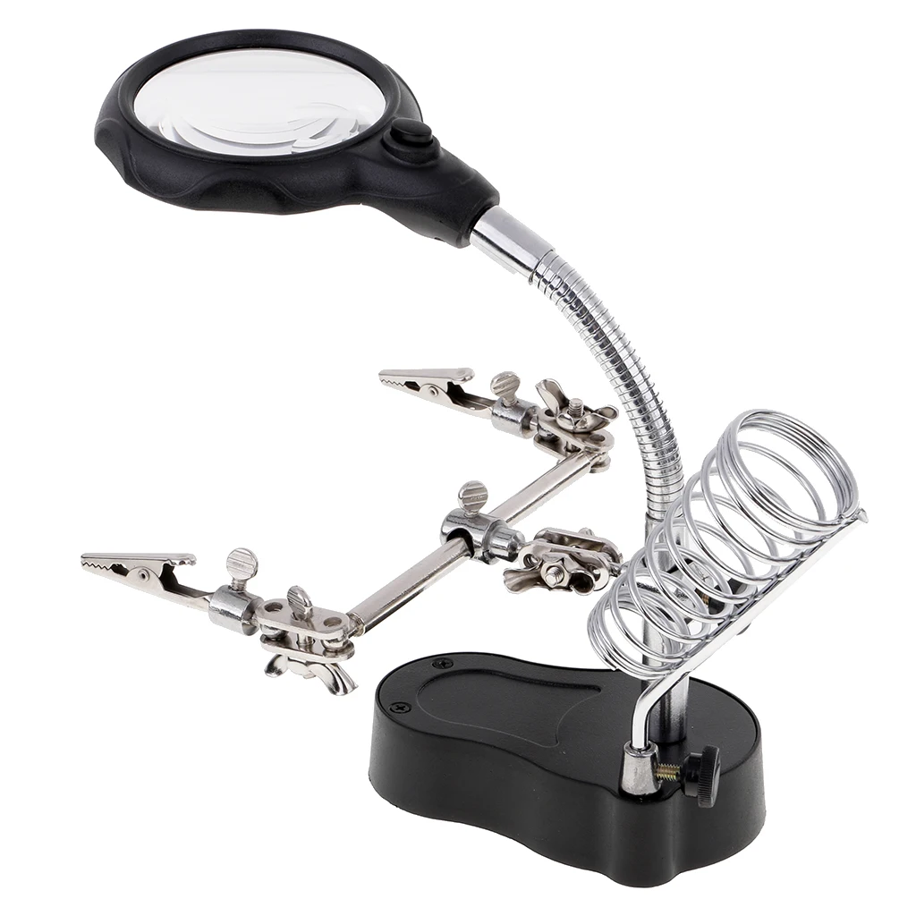 Подставка для паяльника 3rd Help Clip 3.5x 12x увеличительная Лупа W/светодиодный свет