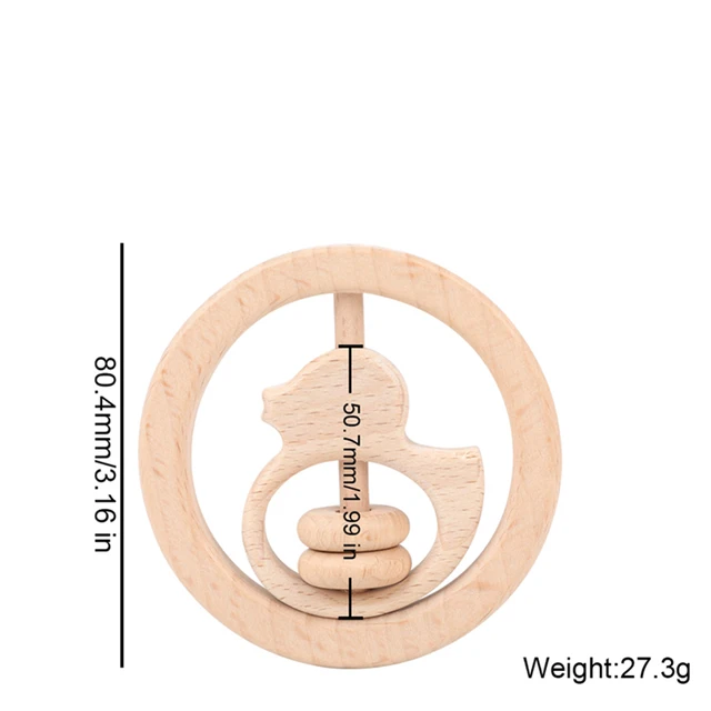 Baby Wooden Rattle Beech Bear Hand Teething Wooden Ring Baby Rattles Play Gym Montessori Stroller Toy Educational Toys for Kid set-26