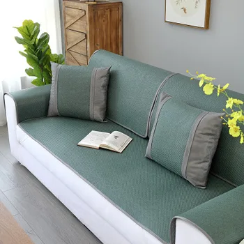 

Summer Sofa Cover Mat Summer Models Rattan Mat Ice Silk Non-slip Living Room Fabric Leather Sofa Cushion Cooler Cover