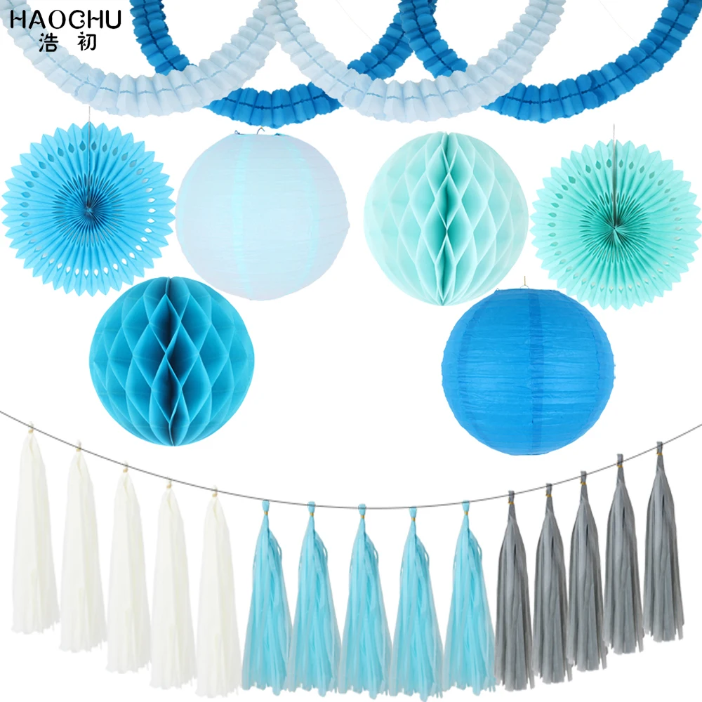 1Set 23pcs Mixed DIY Tissue Paper Tassel/Garland/Lantern/Fans/Honeycomb Balls Party Decorations Wedding Kids Unicorn Birthday