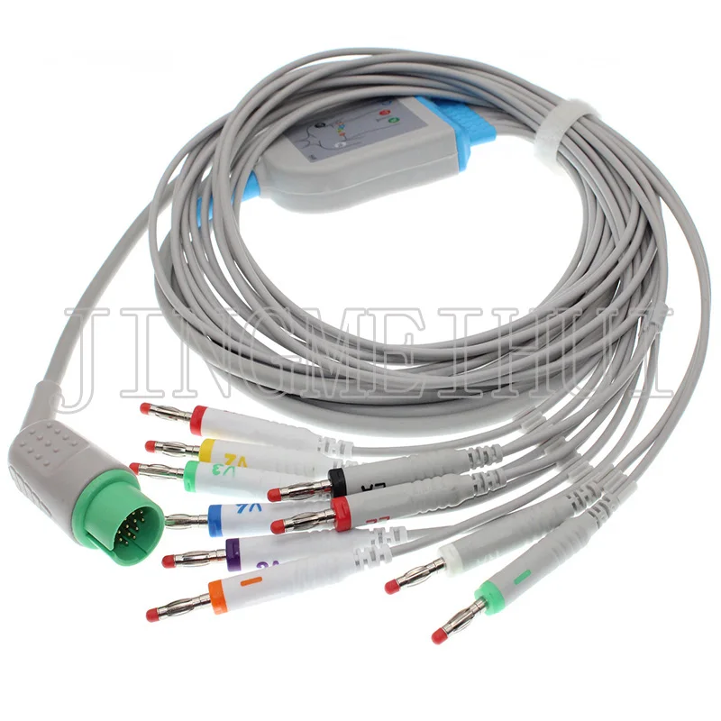 Совместим с 17P Spacelabs 90496 Ultraview Module ECG EKG 10-Lead cable, 3,0 Din/4,0 Banana/clip/snap leadwire, IEC или AHA