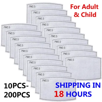

10-200PCS PM2.5 Filter Paper Disposable Anti Haze Mouth Mask Anti Dust Mask Filter Paper Health Care 5 Layers For Adult Children
