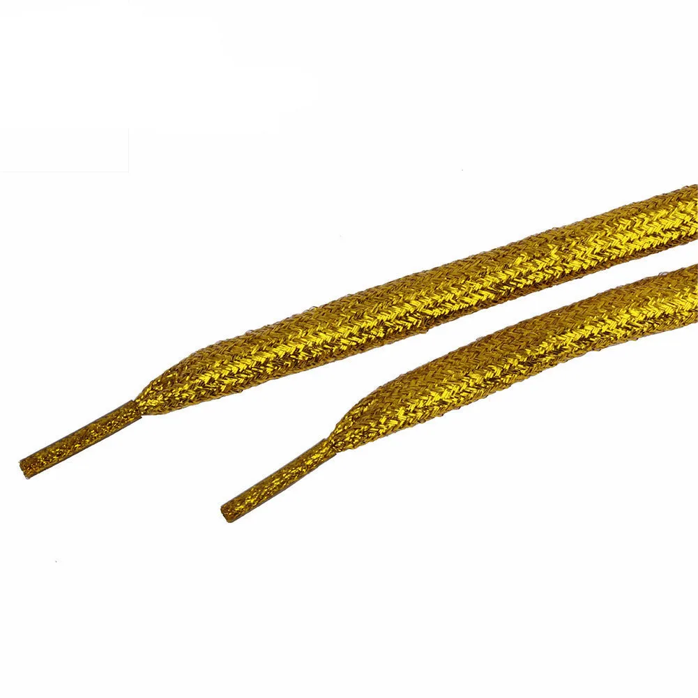 Золотой и Серебряный Круглый кружевной металлический стиль, модная кружевная веревка без шнуровки, модные Светоотражающие Яркие длинные 120 см аксессуары для обуви - Цвет: Золотой