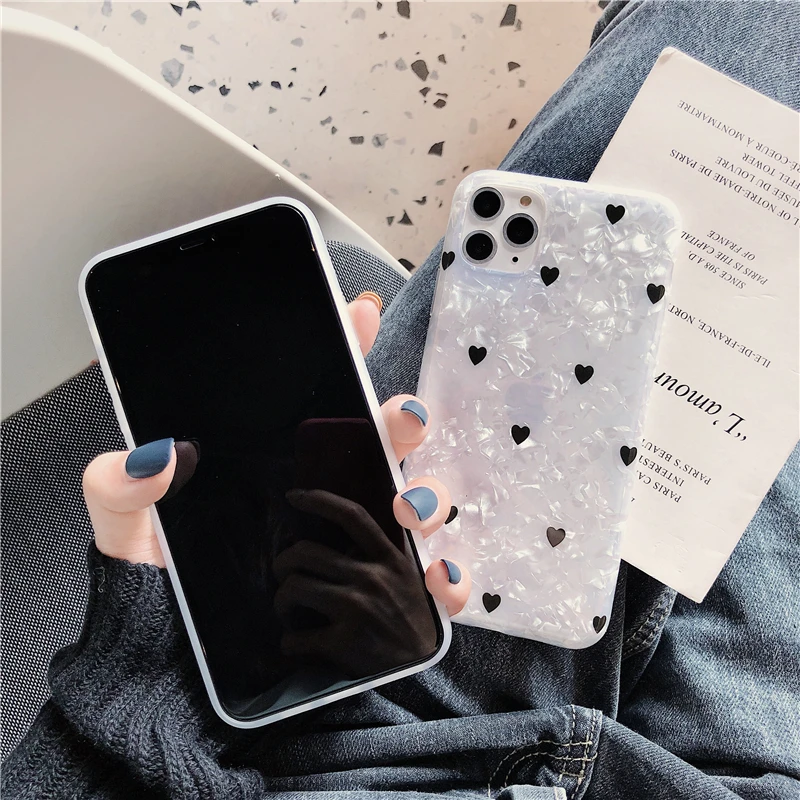 Милые чехлы для телефонов с изображением сердца для iphone 11, 11Pro, Max X, XS, Max, 6, 6 S, 7, 8 Plus, гладкая мягкая задняя крышка IMD для пар