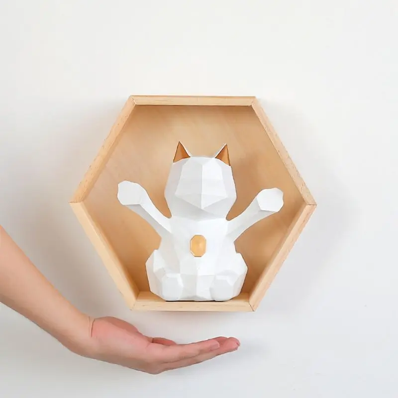 Wall-Mounted Racks Wooden Wall Pendant Hexagonal Rack Living Room Decoration