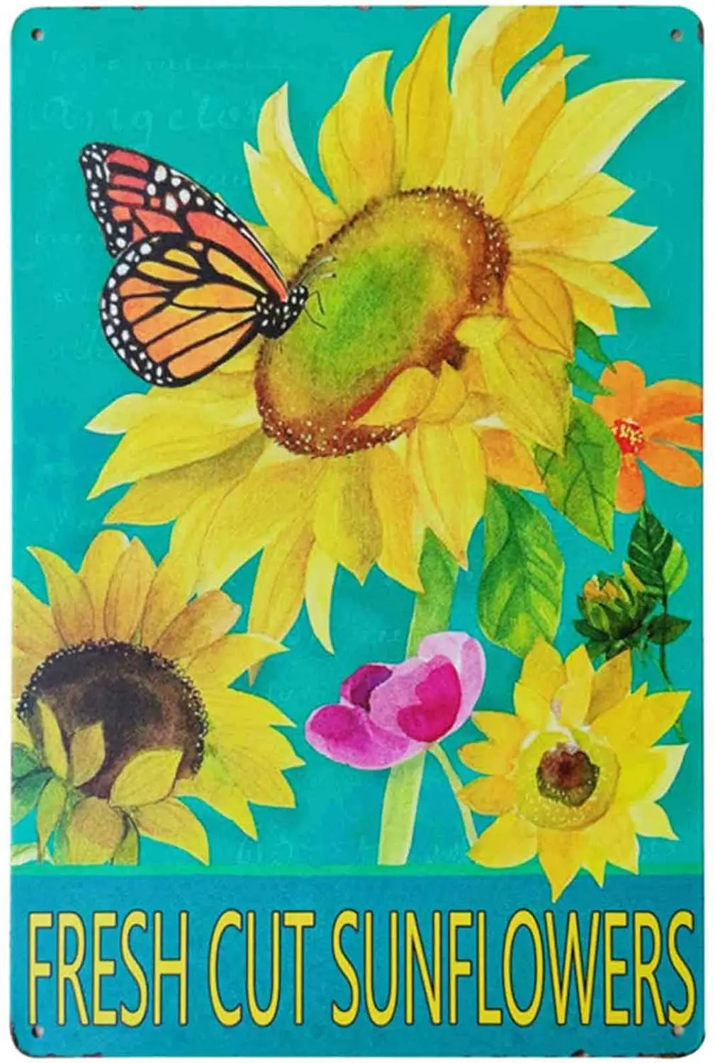 

TISOSO Fresh Cut Sunflower Butterfly Vintage Metal Sign Garden Themed Farmhouse Home Decor Bathroom Decorative Signs Plaques