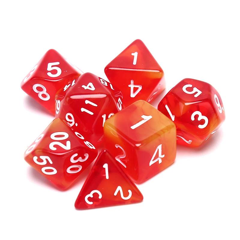 7pcs/set Transparent Acrylic Dice Set Multicolor 4, 6, 8, 10, 12, 20 Sided Dice TRPG Game Lovers Playing Games