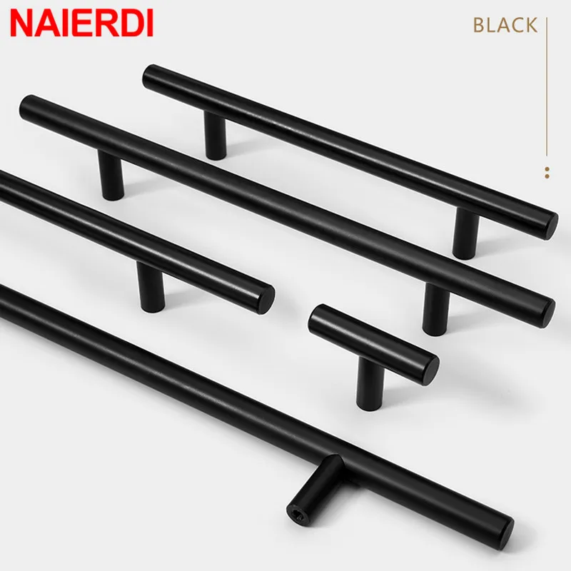 NAIERDI нержавеющая сталь прямой шкаф дверные ручки матовый черный Золотой кухонные