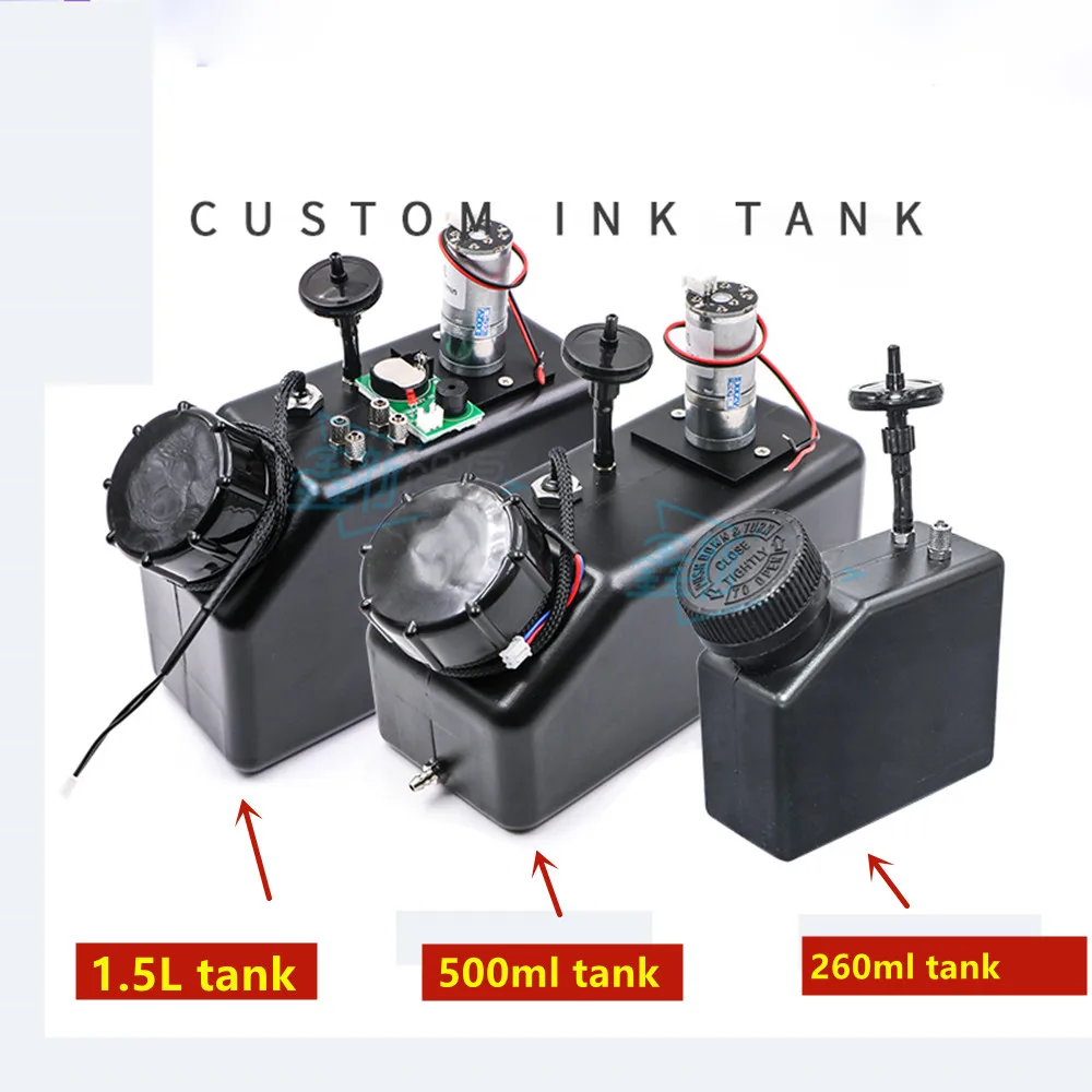 UV Printer Black Ink Cartridge With Stirring Motor For Inkjet Printer Tank With Level Sensor 1.5 L CISS Ink Tank Float Inductor