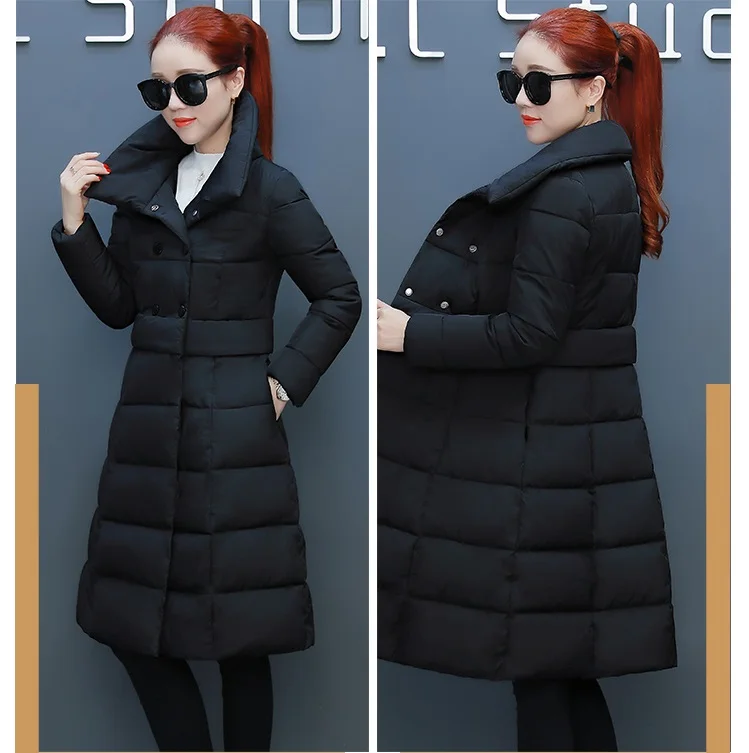 UHYTGF качественный пуховик parkas mujer двубортное тонкое зимнее пальто для женщин тонкий и легкий пуховик хлопок плюс размер куртка 447